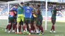 Los jugadores del Oviedo celebran el 0-1 de Nacho Vidal al Tenerife