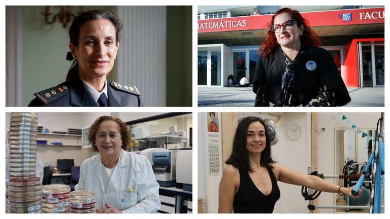 Nuria Palacios, arriba a la izquierda; Elena Vázquez Cendón, a su derecha; abajo, a la izquierda, María Luisa Pérez del Molino; junto a Leticia Falcón