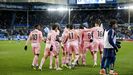 Los jugadores del Real Oviedo celebran el 1-1 ante el Alav�s