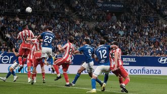 Derbi asturiano entre el Real Oviedo y el Real Sporting de Gijon en el Tartiere