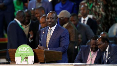 El recién electo presidente de Kenia, William Ruto, tras conocerse su victoria en los comicios del país.