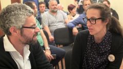 Ivn Rivas y Mara do Mar Lpez, concejales electos, en la sede del BNG de Ferrol