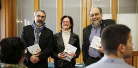Xulio Rodrguez, Paz Leirs e Francisco Faria na presentacin da nova publicacin. 