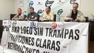 Representantes de los sindicatos de Justicia, este martes en Madrid.