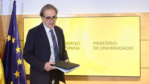 El ministro Subirats, este lunes en Madrid presentando la nueva ley de universidades.
