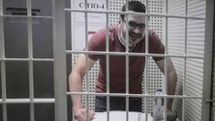 Ili Yashin, que cumple ocho aos y medio de crcel por criticar la actuacin del Ejrcito ruso en Ucrania, este mircoles ante el tribunal.