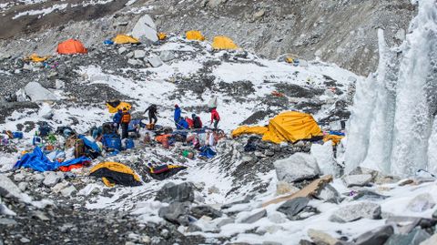 Vista del campamento base sur en el Everest