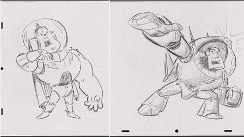 Dos de los bocetos originales de Buzz Lightyear