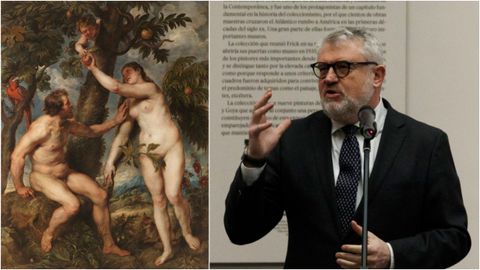 «Adán y Eva», de Rubens (1628-1629). A la derecha, Miguel Falomir.