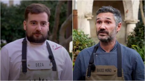 Alejandro Iglesias, capitán do Deza (esquerda). Miguel Rodríguez, capitán do Baixo Miño (dereita)