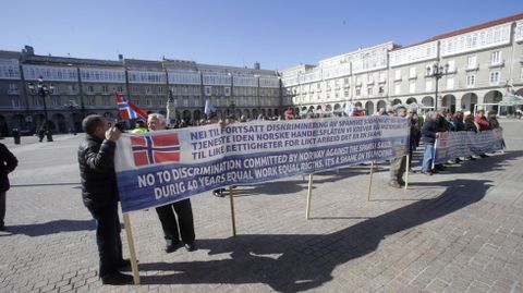 Manifestacin de marineros que trabajaron en Noruega