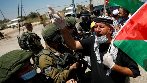 Protesta palestina contra la anexión de parte de Cisjordania