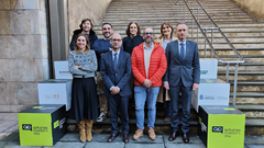 Cristina Fanjul, directora del CEEI; Ivn Aitor Lucas, viceconsejero de Ciencia; Francisco Prez, socio fundador de la empresa Loutkar Robotics; David Gonzlez, director de Sekuens; Mara Antonia Iturbe, personal de la SRP y Vernica lvarez (CEEI)