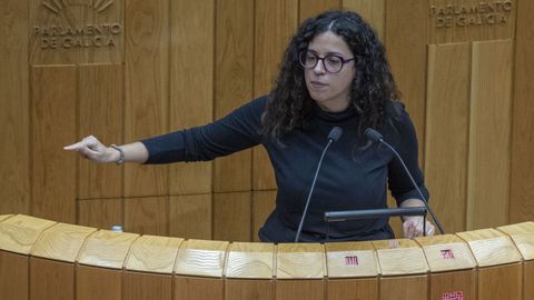 <span lang= gl >Noa Presas nunha intervencin no Parlamento de Galicia</span>
