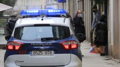Patrulla de la Polica Local en el centro de Lugo