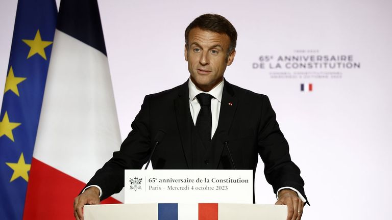Discurso de Macron, el miércoles por el 65.º aniversario de la Constitución Francesa.