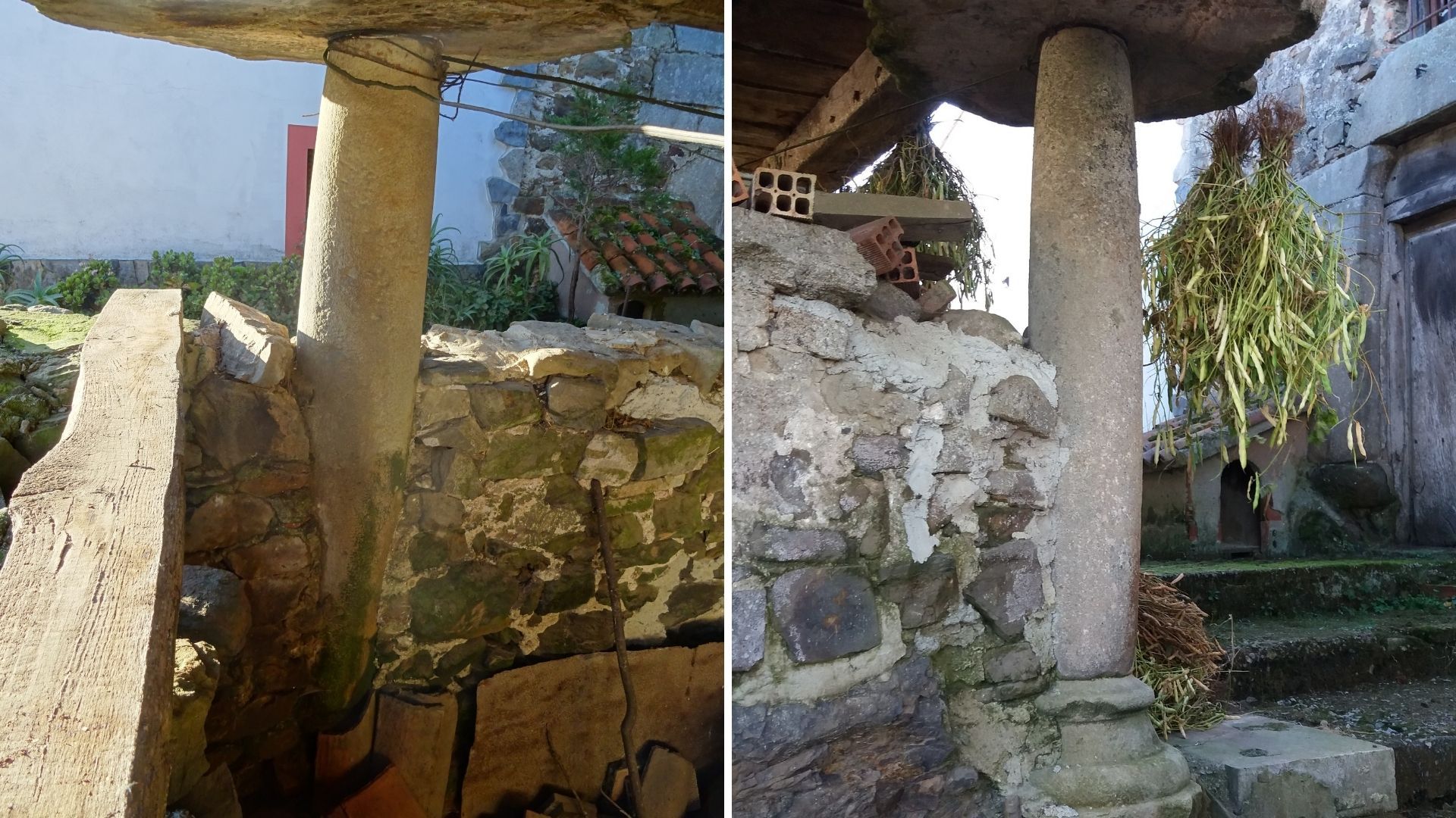 Detalle de sus dos columnas toscanas, reutilizadas como pegoyos