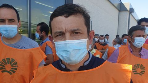 Antonio Fernndez, durante la protesta de ayer en Lugo