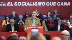 El presidente del Ejecutivo, Pedro Snchez, interviene en la inauguracin del Consejo de la Internacional Socialista, que l preside, este sbado en la sede de Ferraz.