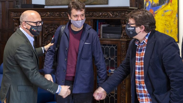 José Manuel Baltar, Javier Veiga y Xosé Zapata.