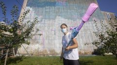 Isa Bermdez, antes de iniciar su obra para Derrubando muros con pintura, ao 2021