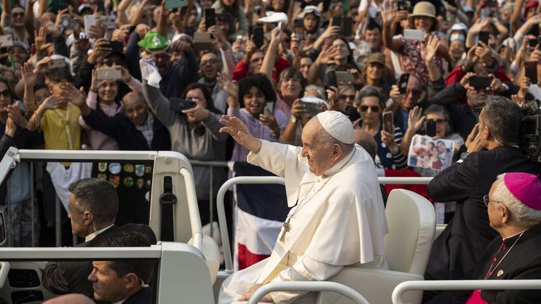El papa, durante su visita a Fátima, en Portugal