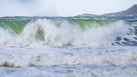Temporal en el mar, este domingo en Corme, con olas de 7 metros.