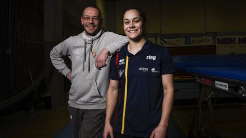 Melania Rodrguez, con su entrenador, Pablo Hinojar