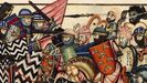 Ilustración medieval de un enfrentamiento entre cristianos y musulmanes en la península Ibérica