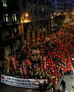 La protesta contra los recortes march ayer por Barcelona.