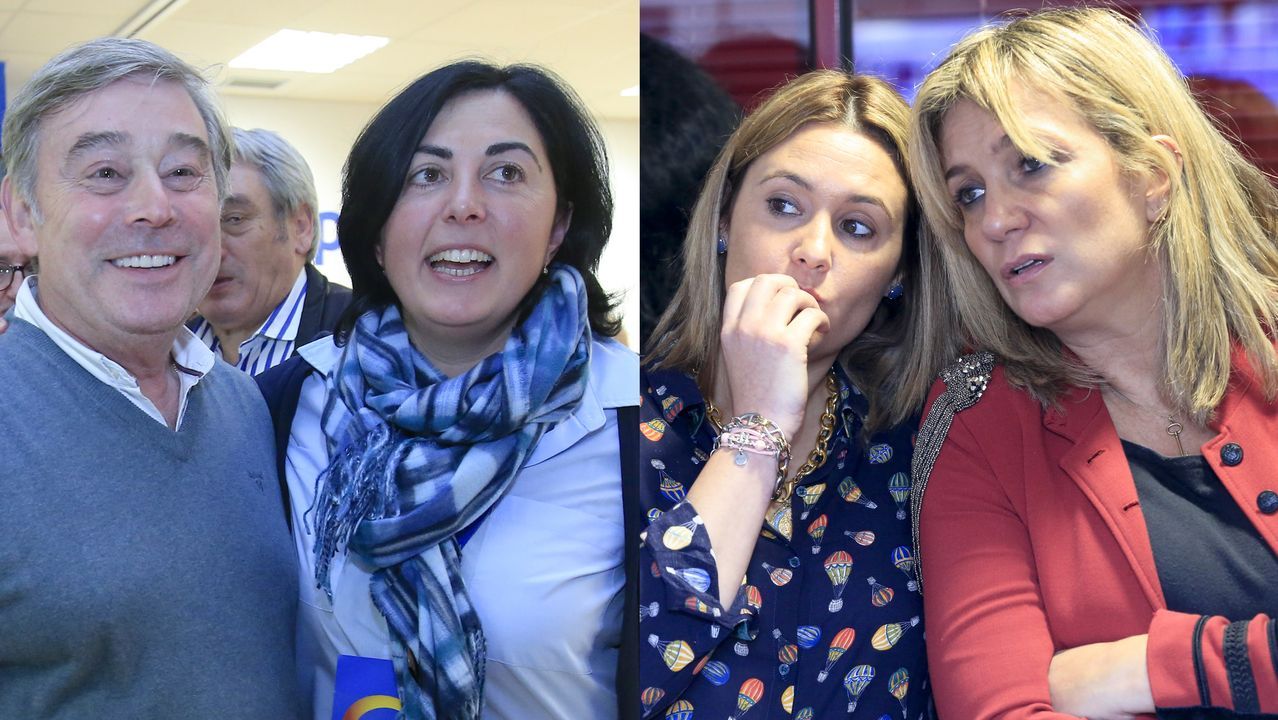 Jos� Manuel Barreiro y Elena Candia (izquierda) y Patricia Otero y Ana Prieto (derecha), minutos despu�s de conocer los resultados