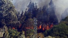 Uno de los incendios forestales registrados en Llanes y en cuya extincin trabajan los Bomberos del Servicio de Emergencias del Principado (SEPA)