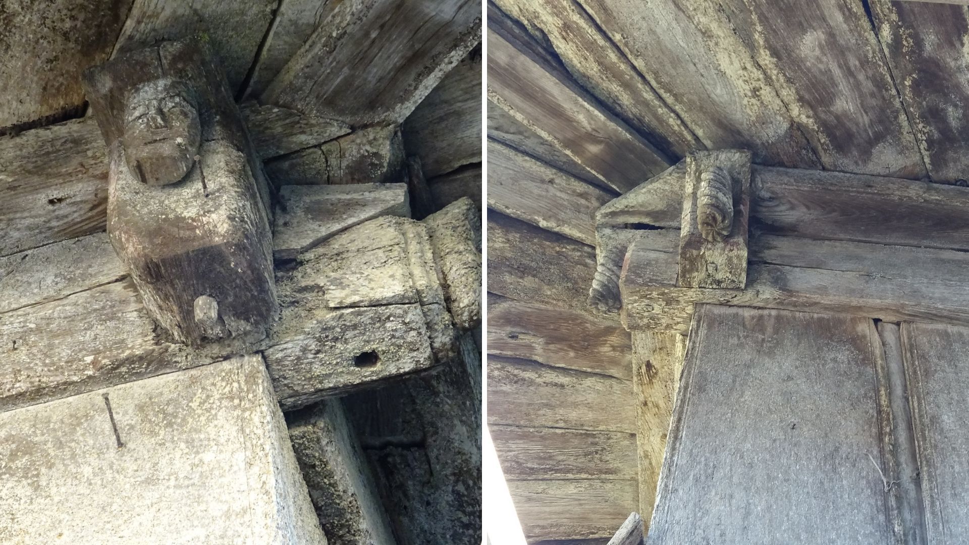 Caras antropomorfas en la cabeza de los liños