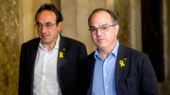 Los diputados de JxCat Jordi Turull (derecha) y Josep Rull, el pasado 12 de marzo