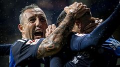 Cazorla celebra el gol de Seoane al Alcorcn
