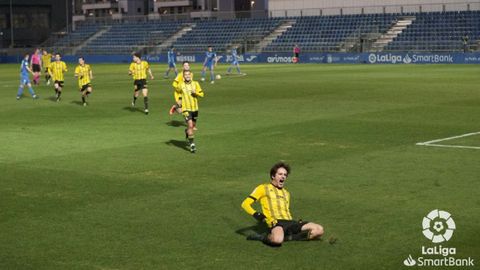 Sangalli celebra el 0-1 ante el Fuenlabrada