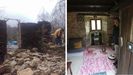 Imagen al inicio de las obras e imagen actual de la capilla de la vivienda de O Couso