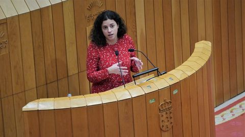 La nacionalista Noa Presas, durante su intervención en el Parlamento de Galicia