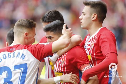 Celebraci�n gol del Sporting