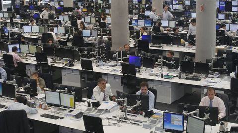 Parte de los equipos de procesamiento de datos en la sede central del BBVA, en Madrid