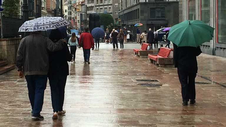 Oviedo en un día de lluvia