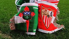 Bufanda conmemorativa del partido del centenario entre el Racing y el Sevilla.