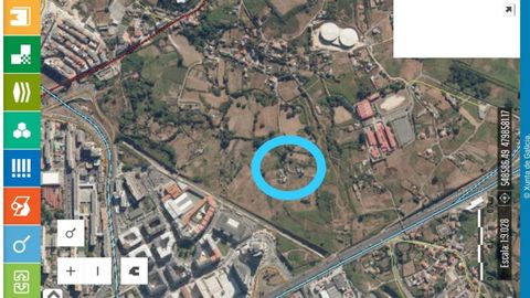 El lugar de Xuxán (dentro del círculo azul), en el 2010