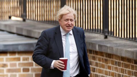 Boris Johnson, el domingo a su llegada a Downing Street