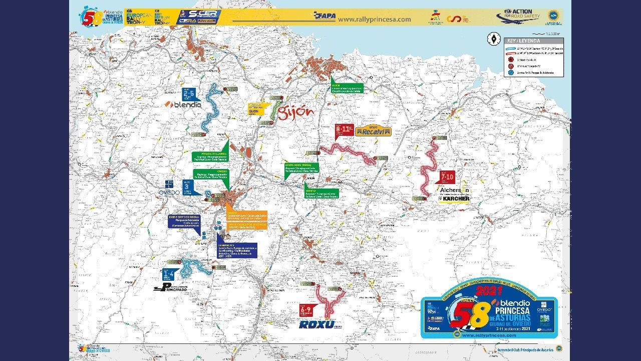 Mapa de tramos del Rally Princesa de Asturias