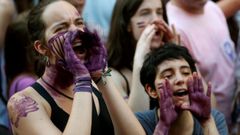 Manifestacin en Madrid contra el auto judicial que deja en libertad a los miembros de La Manada, condenados por abusos sexuales a 9 aos de prisin