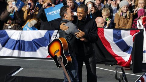 Bruce Springsteen y Obama, en un mitin de campaña en noviembre del 2012