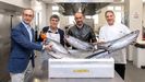 Antonio Blanco (Fundacin Alimerka), sor Fernanda Garca (Cocina Econmica Oviedo), Armando Prendes (Alimerka) y Florentino Menndez (Cocina Econmica Oviedo).