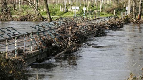 Restos de la crecida del ro Avia en el puente de A Quinza de Ribadavia