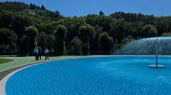 Las piscinas municipales de Oira, preparadas para su reapertura.